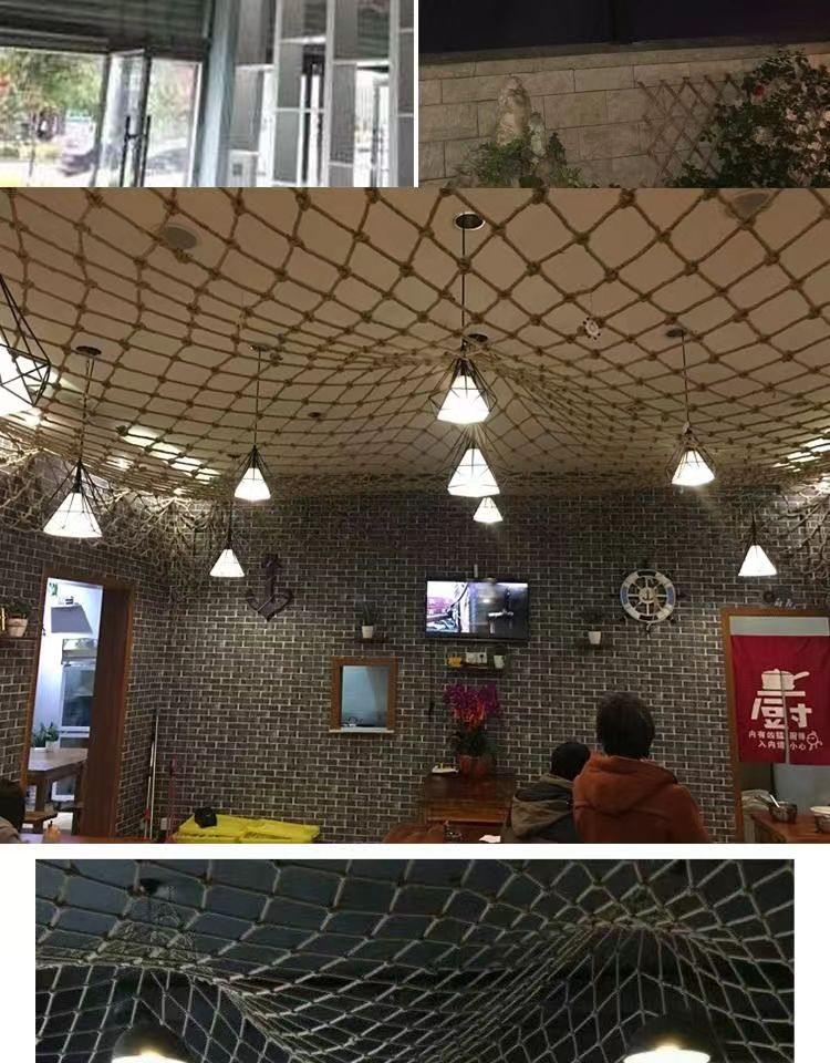 麻绳网 黄麻复古吊顶隔断装饰渔网 网兜户外儿童攀爬网安全防护网详情4