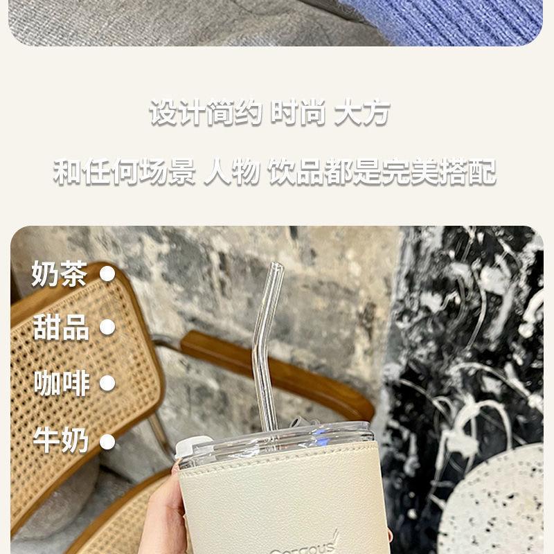 高颜值竹节杯办公室家用水杯玻璃吸管杯ins风咖啡杯网红杯子代发详情13