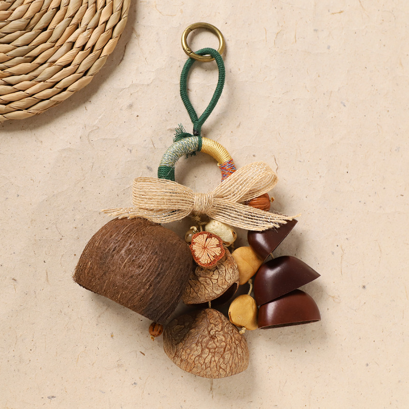 Best-selling natural healing fruit shell bell pendant, string, fruit shell hand-cranked stress-relieving sound therapy bag, wind chime, personalized pendant pic 21