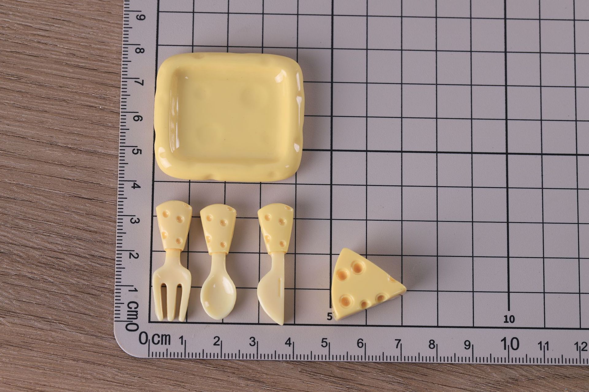 diy simulation food toys, cheese knives, forks, spoons, plates, miniature scene ornaments, keychains, resin jewelry accessories pic 10