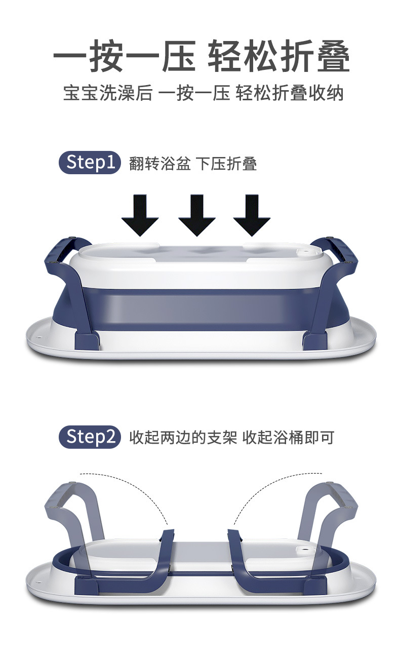 家用多功能折叠防滑浴盆新生儿泡澡浴桶可坐躺加厚加深宝宝洗澡盆详情6