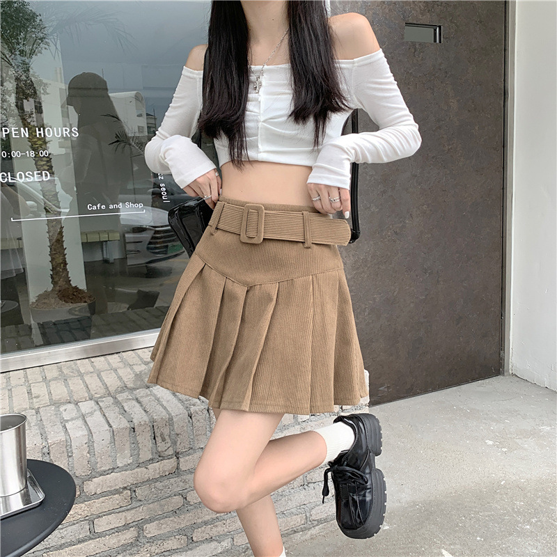 秋冬季韩版2024新款时尚辣妹高腰显瘦短款百搭纯色百褶半身裙子女详情20