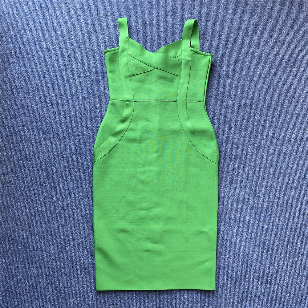 绿色清新性感跨境货源爆款单品吊带绷带连衣裙Club dress详情25