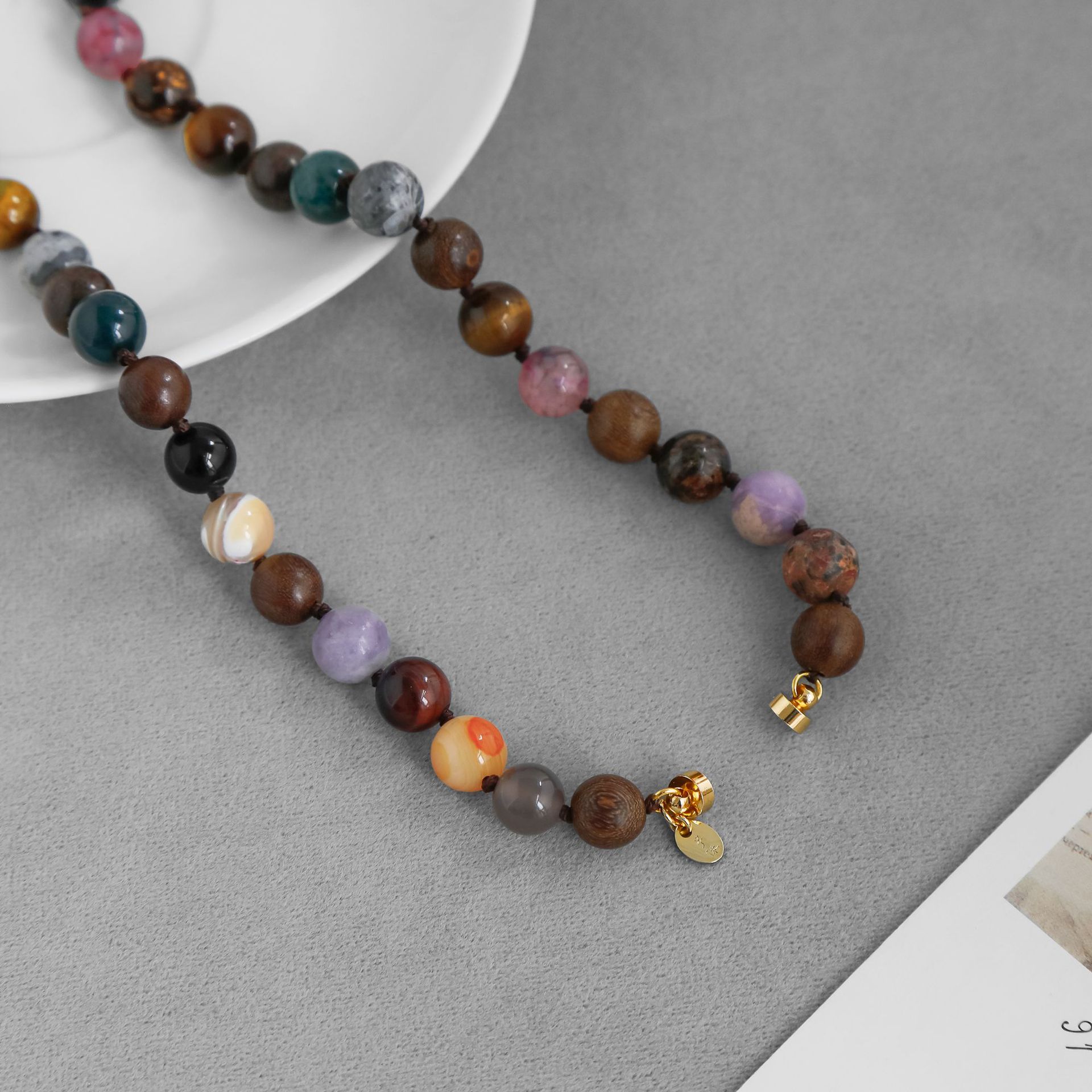 ZIXIU*家沉香木串珠项链新中式董洁同款复古天然石玛瑙串珠锁骨链详情7