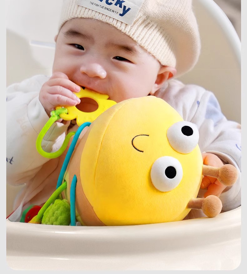 跨境婴幼儿挂件床头床铃摇铃布艺安抚玩具宝宝螃蟹动物抽纸拉拉乐详情12