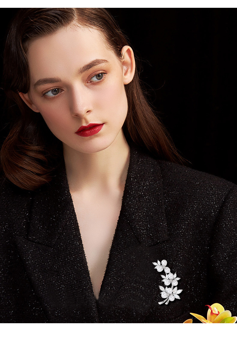 韩系简约百搭树藤珍珠胸针优雅精致高档花朵别针配饰女详情13