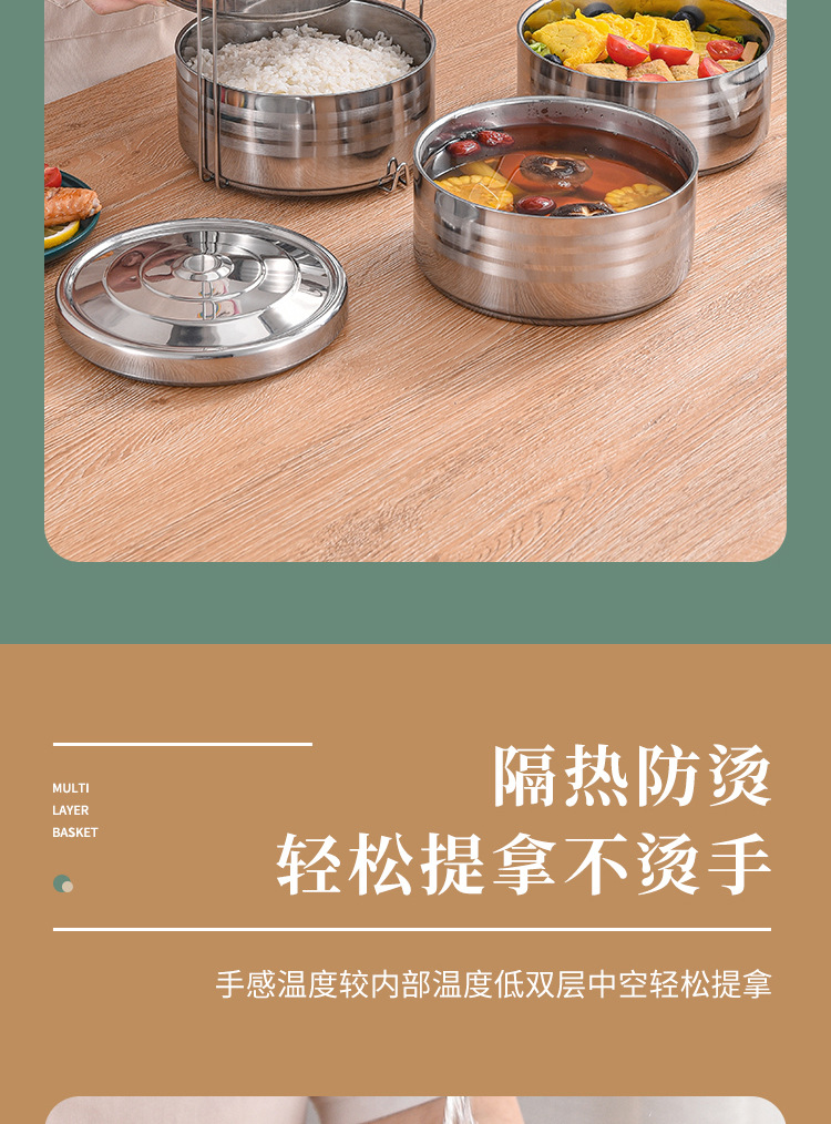 Wholesale factory direct sales of Guosheng multi-layer stainless steel double-layer insulated baskets/food compartments/POTS for outdoor student lunch boxes pic 10