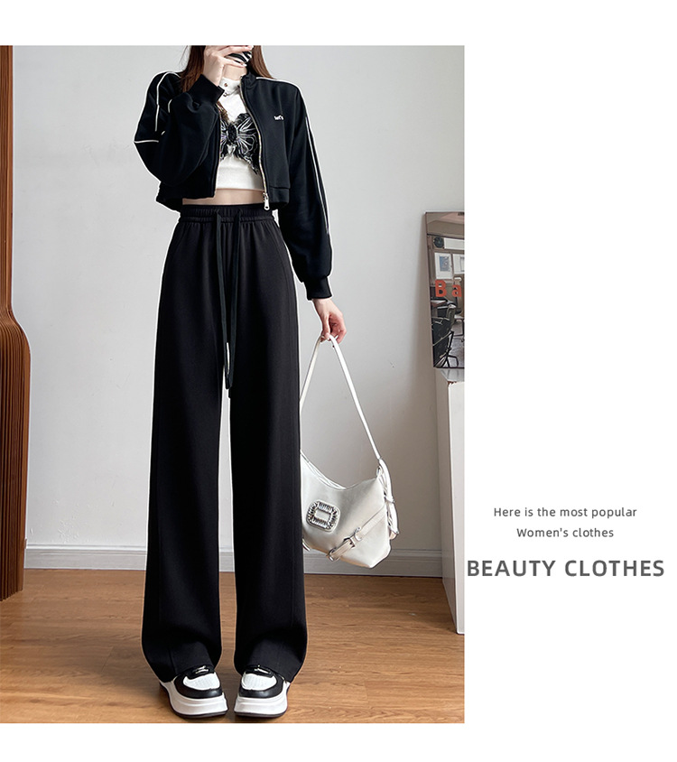 加绒香蕉裤女2025新款秋冬运动卫裤小个子高腰显瘦直筒窄版阔腿裤详情15