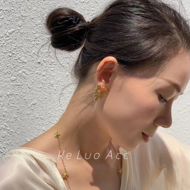 原创天然宝石耳环欧美精致复古耳饰轻奢高级感小众翅膀水滴耳环女详情10