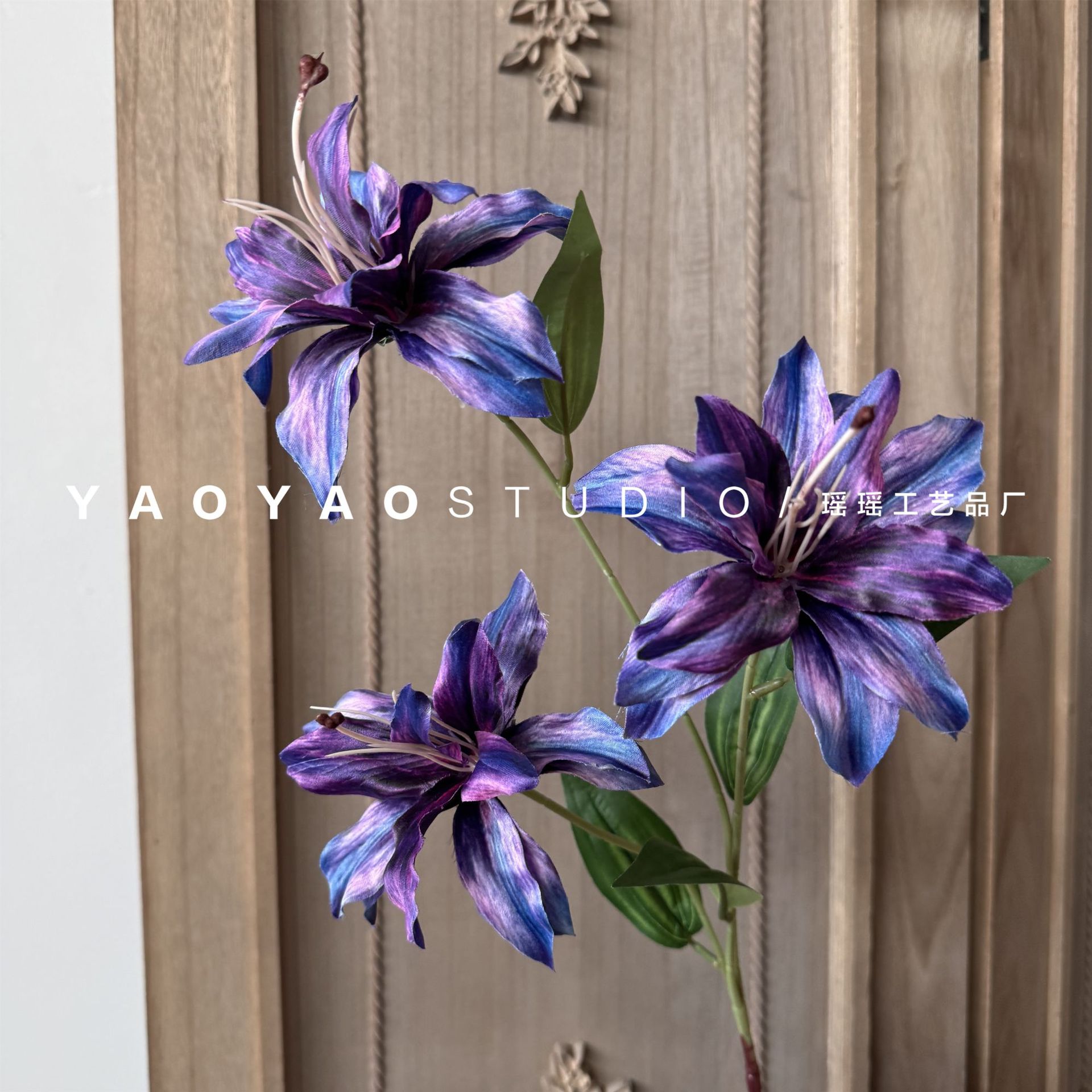 Retro 3D printed small lilies in blue and purple, wedding lilies, artificial flowers, photo props, home decorations, table flowers pic 18