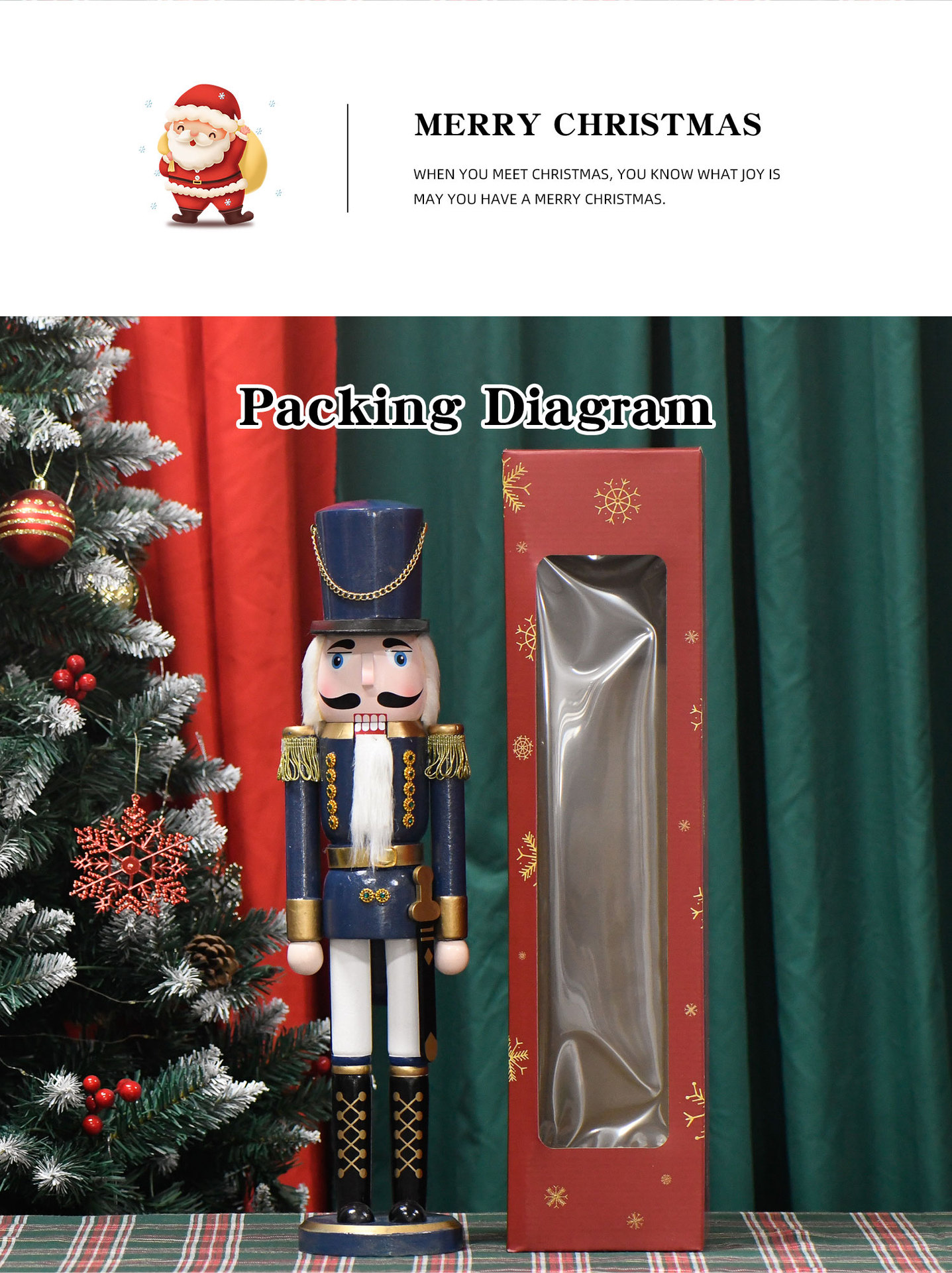 A new creative hand-painted 50CM blue body with white feet, knife and nutcracker Christmas decoration is available on 20inch pic 4