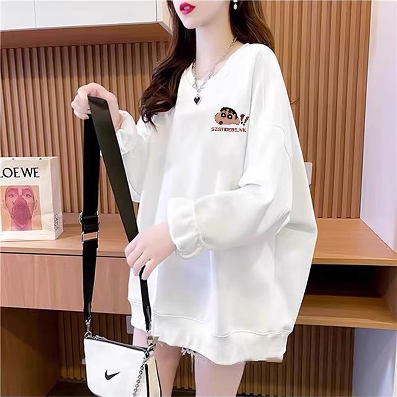 現貨代發跨境臺灣外貿2025秋冬新款加厚抓絨衛衣蠟筆小新上衣女详情2