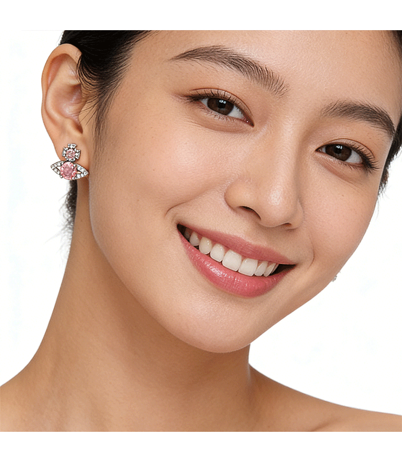 高版本西太后S925银针lsmene经典平面土星轨道满钻耳钉耳环耳饰品详情6