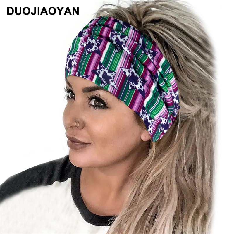 Wholesale of a variety of charming new sporty hair bands, edge knotted hair ties, colorful striped star headscarves, headbands and hair accessories pic 11