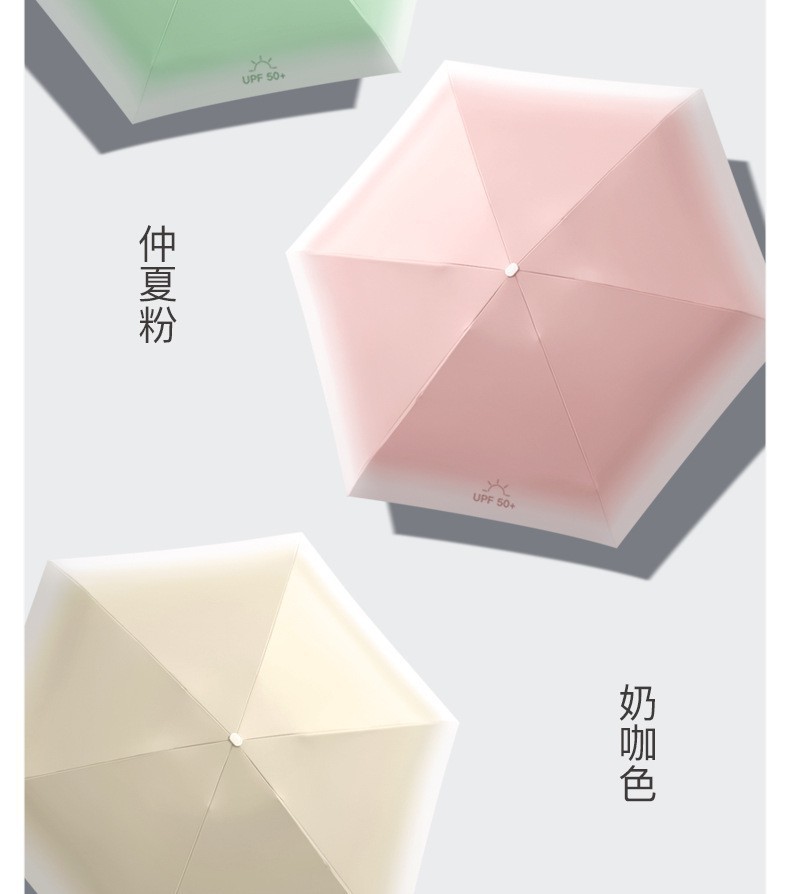The gradient mini card sunshade umbrella is compact and portable for women, suitable for both sunny and rainy days. It is a foldable black rubber sun protection and UV protection pic 15
