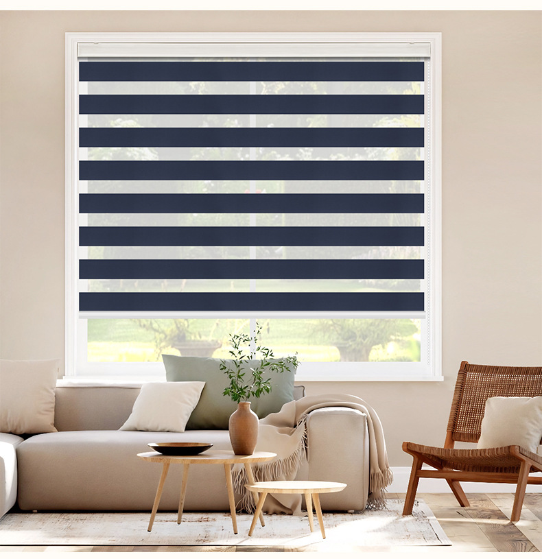 现货免打孔斑马帘外贸窗帘成品柔纱帘升降卷帘遮阳百叶窗帘定制详情14