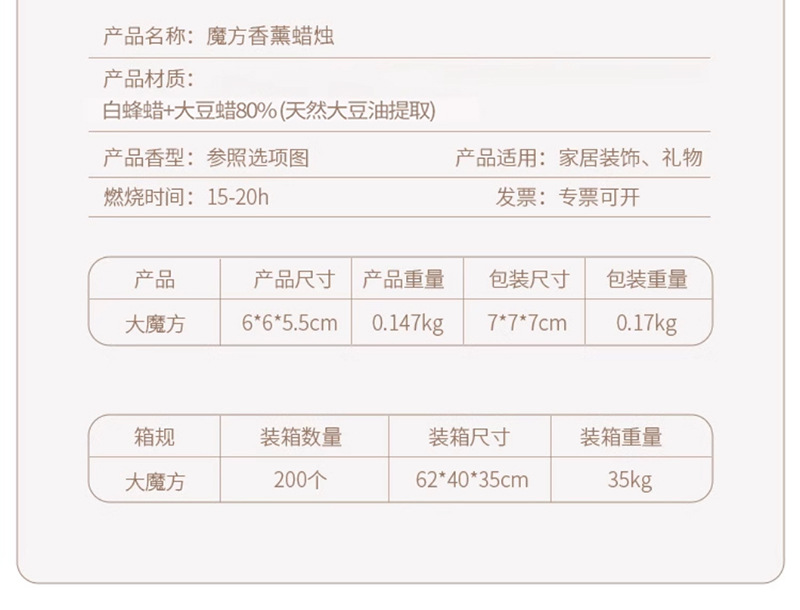 伴手礼香薰蜡烛魔方造型婚礼伴娘伴郎小众高级颜值摆件大豆蜡详情3