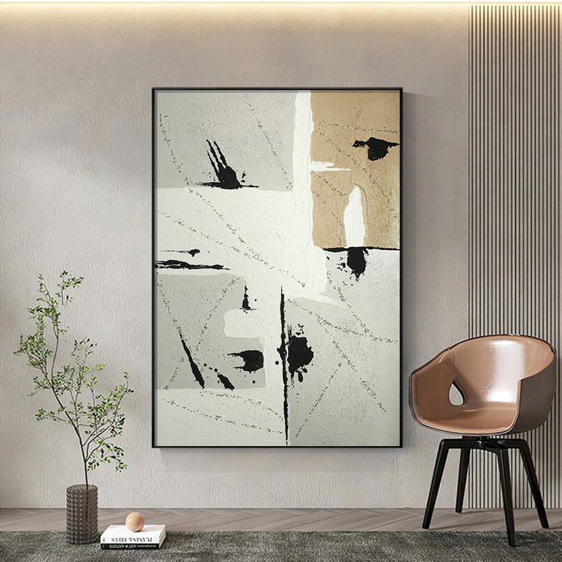 新中式抽象纯手绘大芬村油画 玄关肌理装饰画壁画客厅挂画高级感详情18
