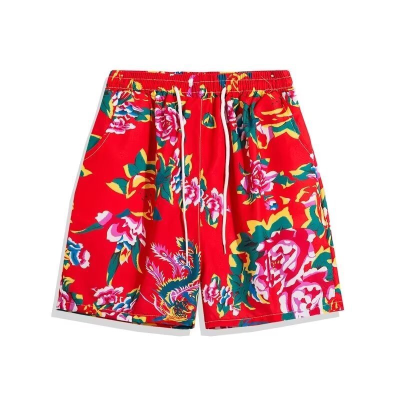 2025 Northeast Big Flower Pants for men, summer shorts, Chinese-style casual beach pants, 5-point team, trendy men and women pic 3