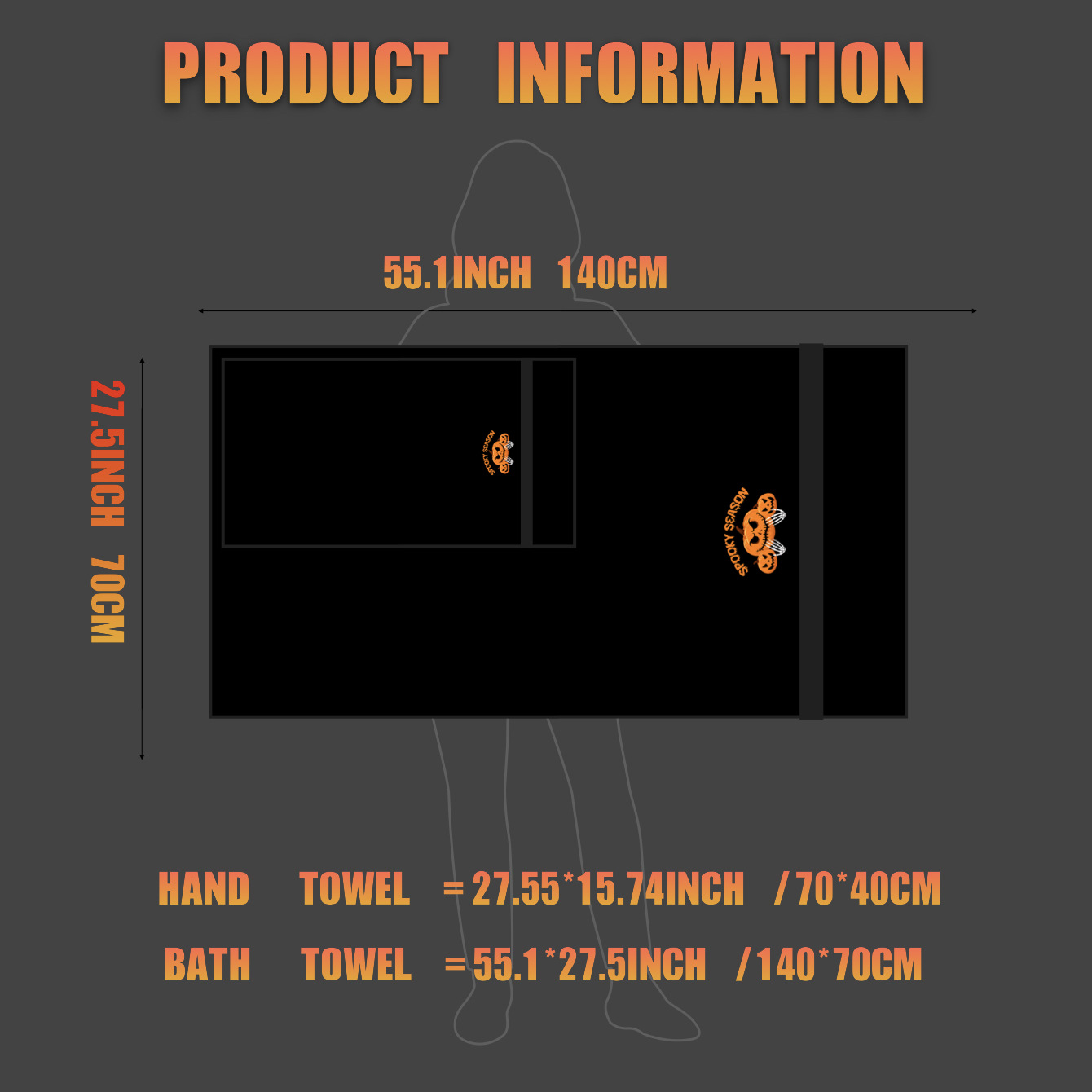 跨境批发纯棉毛巾浴巾四条装 全棉吸水刺绣万圣节圣诞节新年礼物详情17