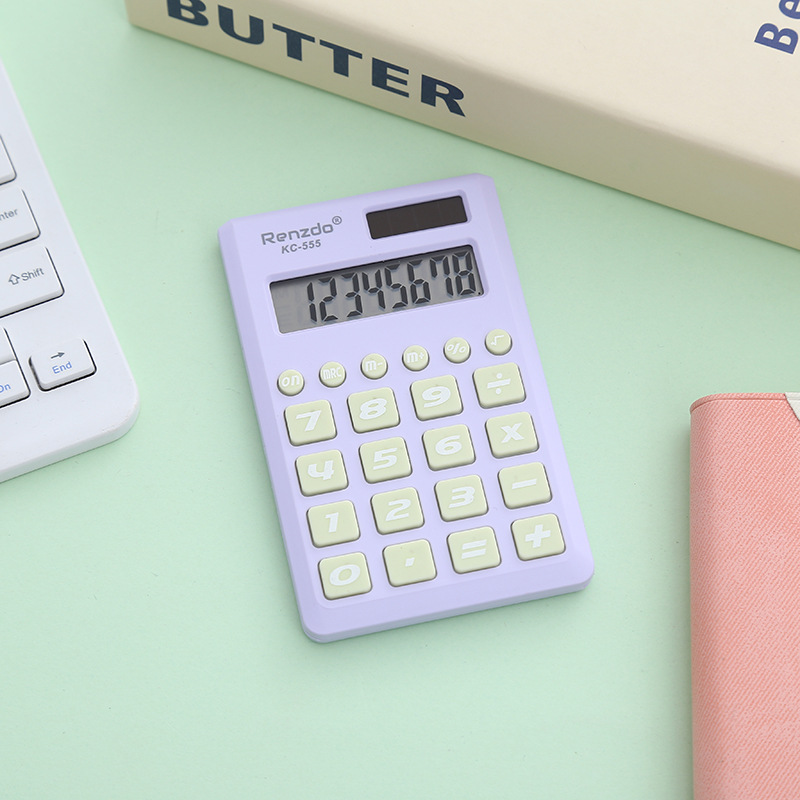 KC-555便携计算器双电源桌面办公计算器奶油色创意大屏计算器详情7