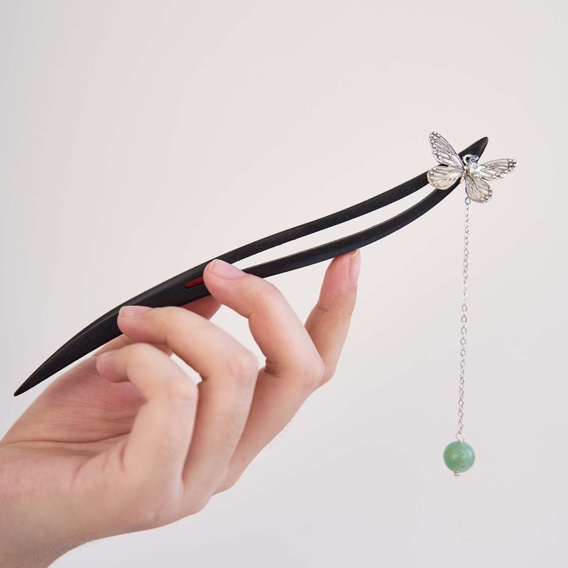 古风发簪女木质钗子流苏步摇高级感新中式盘发器马面裙汉服禾木簪详情10