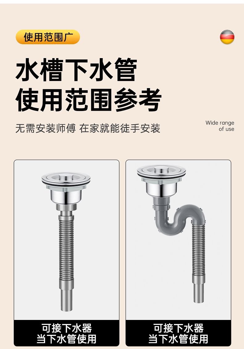 厨房洗菜盆下水管配件洗碗池水槽拖把池排水管下水器防臭神器套装详情11