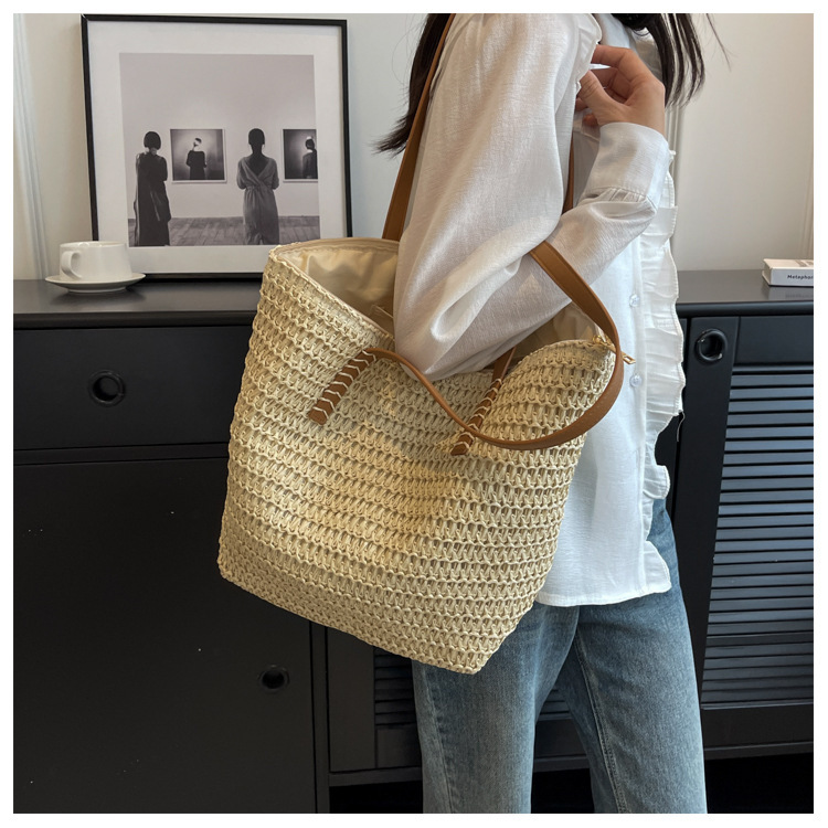 草编包度假风包包女2024春季新款时尚复古大容量女学生单肩托特包详情7