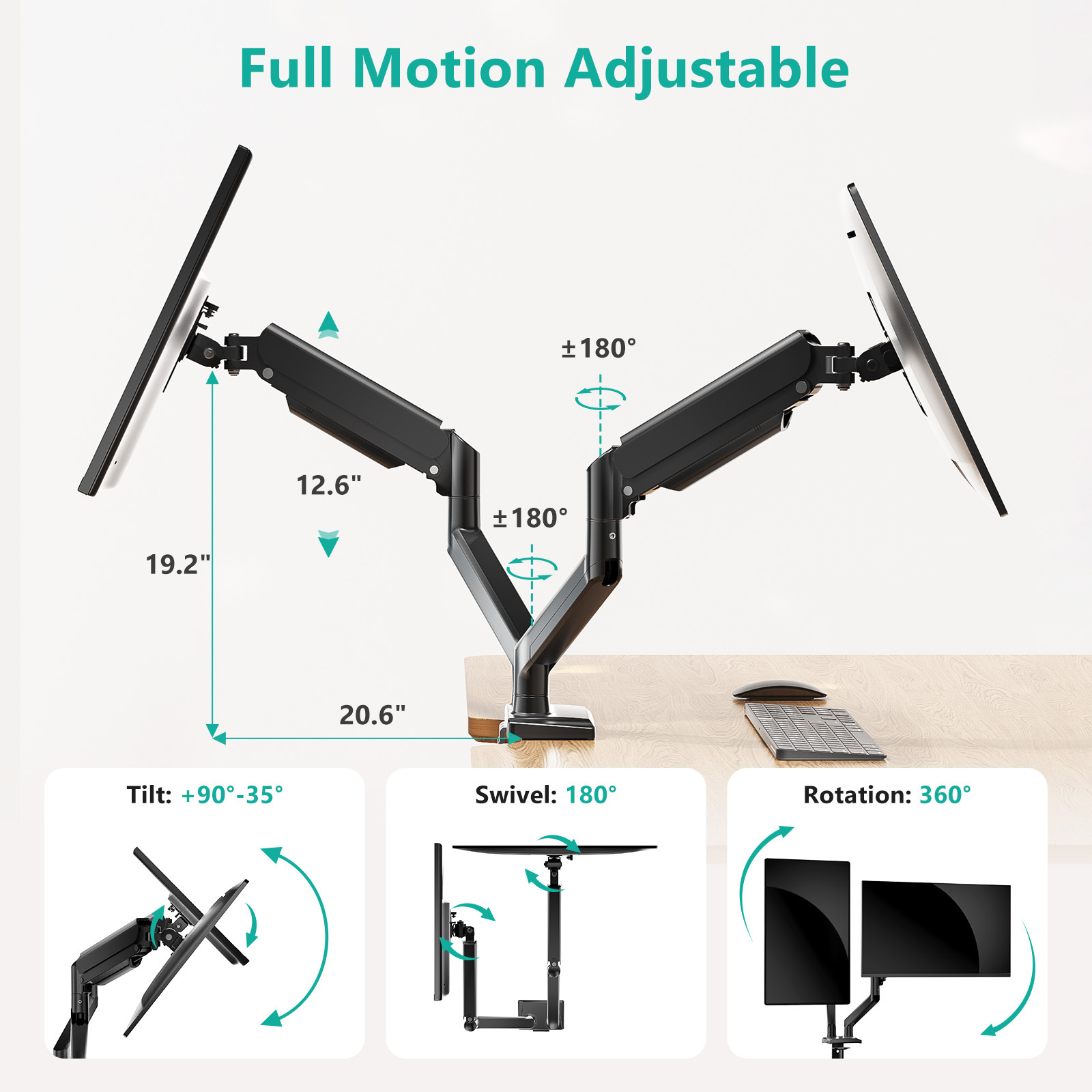 显示器支架显示屏曲面屏支架双臂气弹簧支架电脑支架详情3