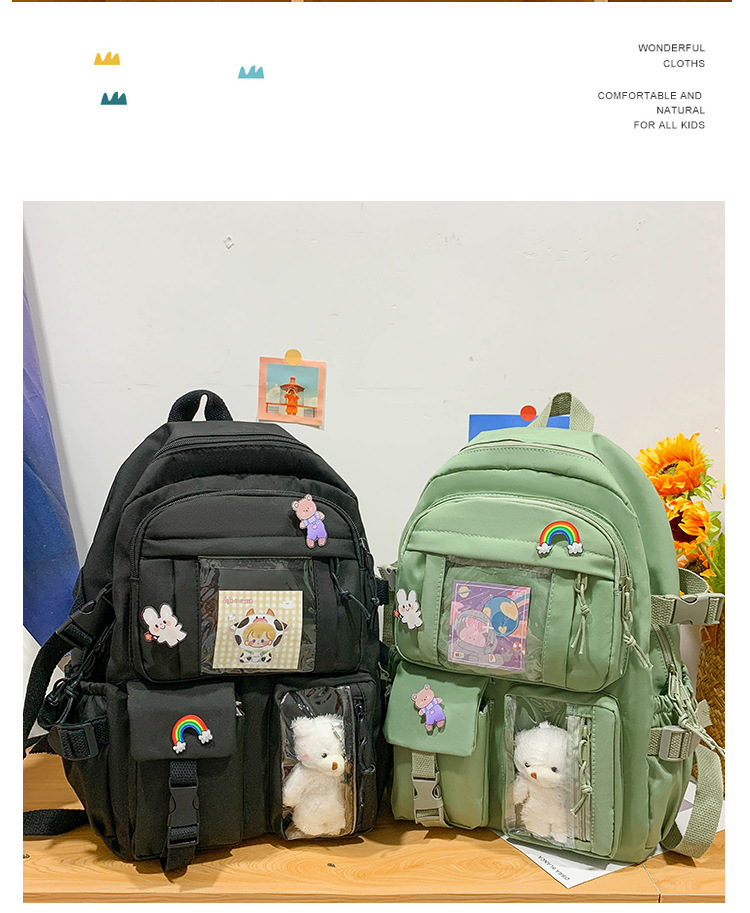 日系初高中生双肩包潮牌可爱小学生书包 韩版原宿ins风通勤背包女详情29