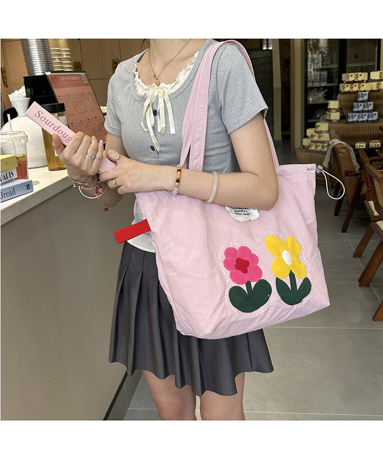 春夏新款小花布包潮流刺绣花朵托特包时尚2025ins 风包女上班通勤详情45