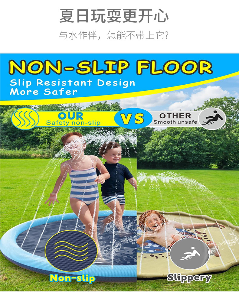 Factory-customized pet water spray MATS, thickened anti-slip pvc water spray MATS, outdoor courtyard cat and dog folding water play MATS pic 5