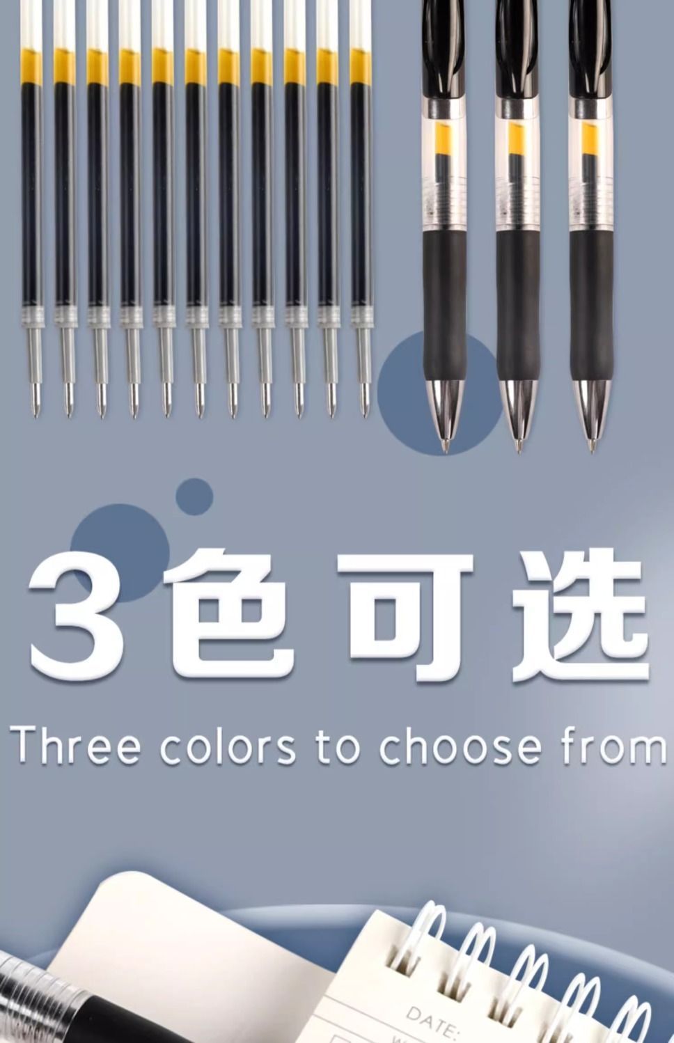 K35 bullet-point press gel pen, quick-drying 0.5 cartridge ballpoint pen, conference black and blue mark, exam signature pen pic 5