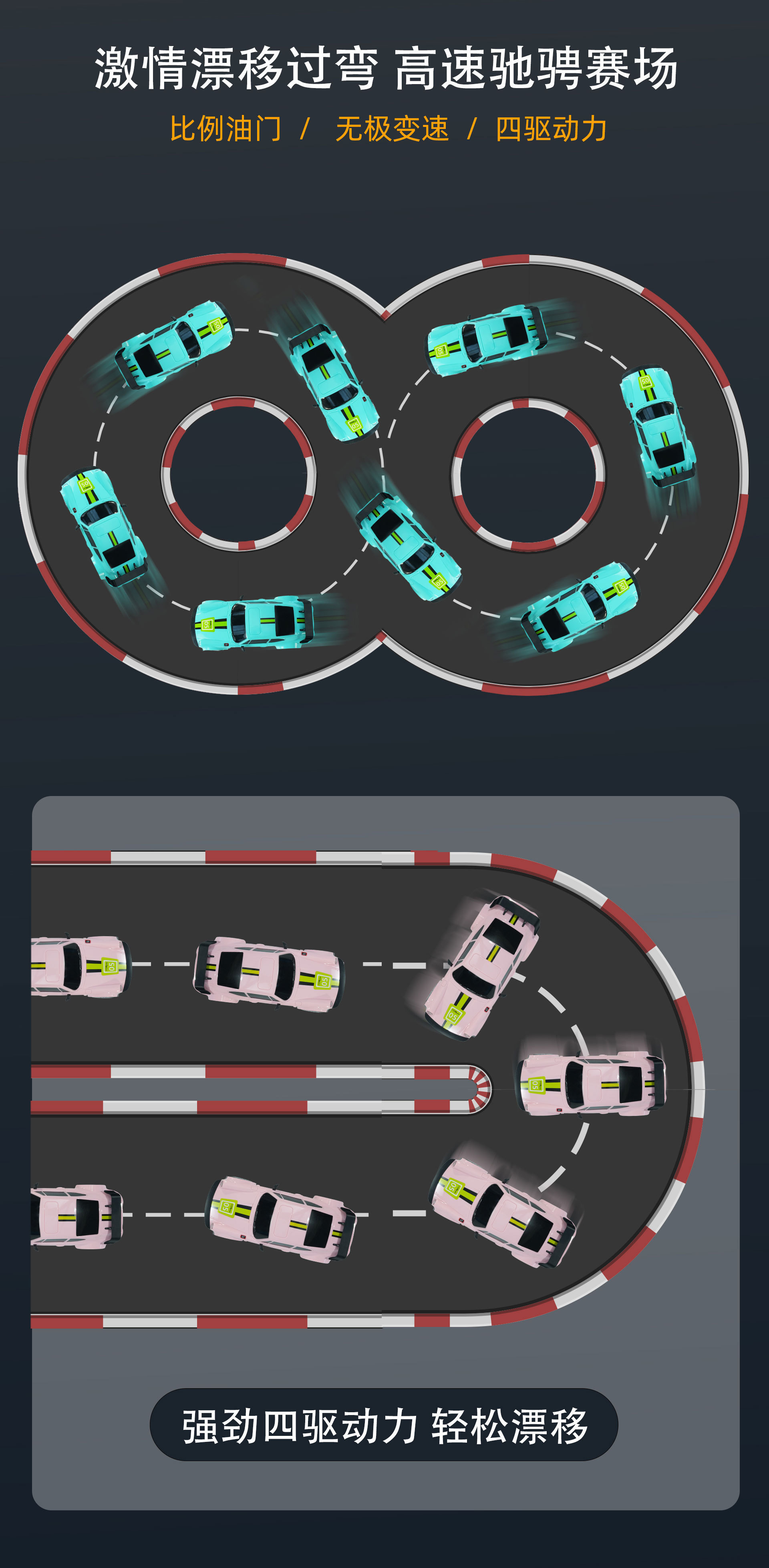 新款高速漂移车1:20遥控四驱rc漂移车甩尾高速赛车炫酷氛围灯光彩盒包装详情3