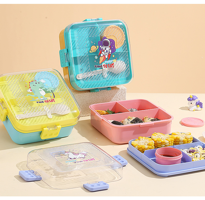 大容量双层便当盒卡通方形分格野餐盒微波加热上班族中小学生餐盒详情14