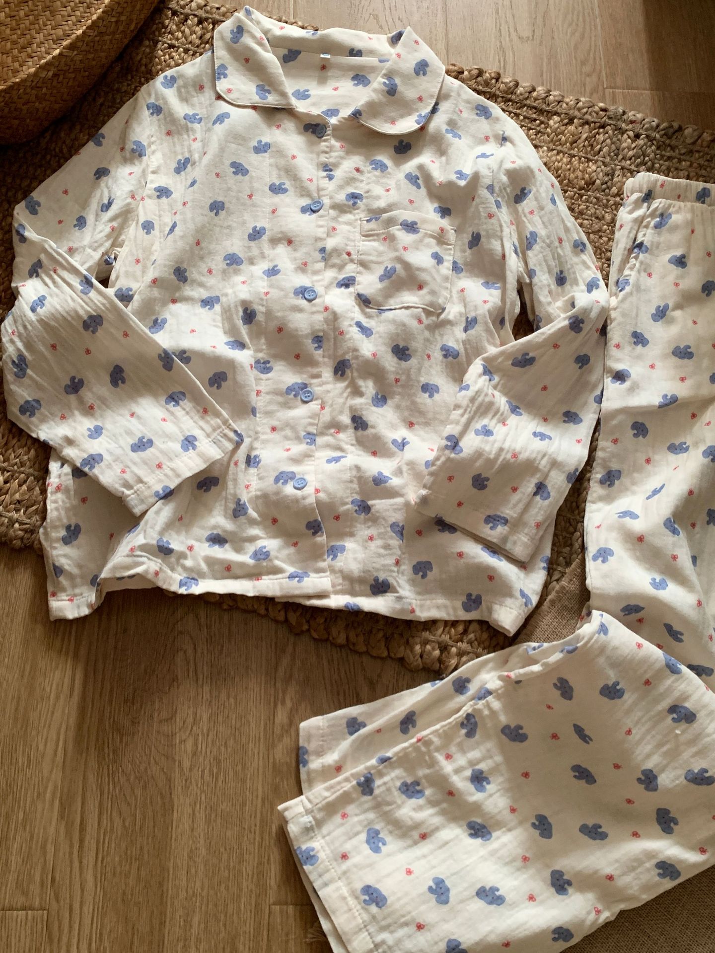 New product! Apple Dalmatian all-cotton double-layered tulle home wear lapel long-sleeved long pants pajama set pic 6