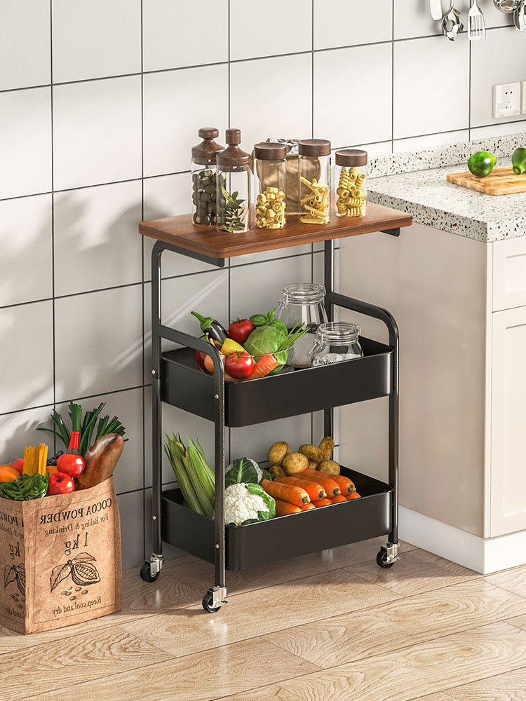 厨房置物架多层桌面可移动办公室收纳小推车带桌板卧室铁艺零食架详情9
