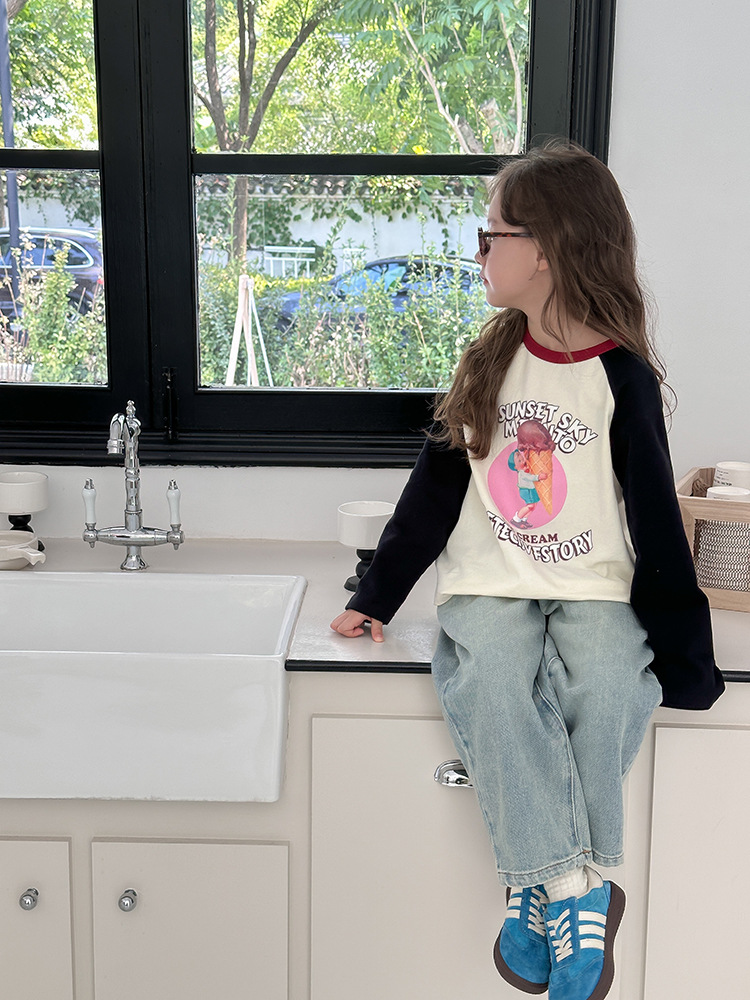 2024秋季新款儿童秋装长袖T恤上衣女童宝宝230克卡通插肩打底衫潮详情41