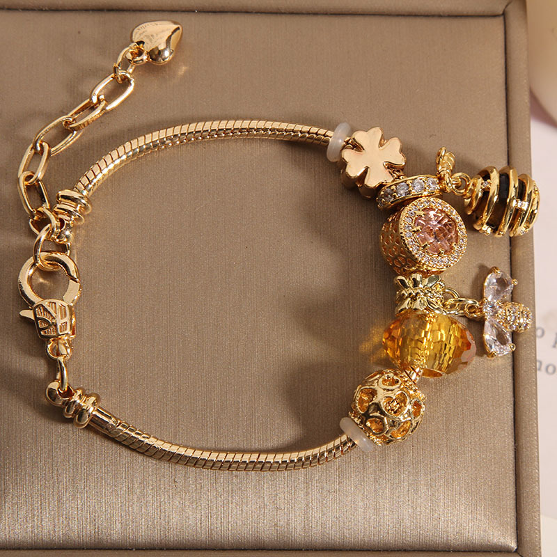 潘家风格玫瑰金蜜蜂 蜂巢手链女水晶手串学生闺蜜手镯礼物女详情6