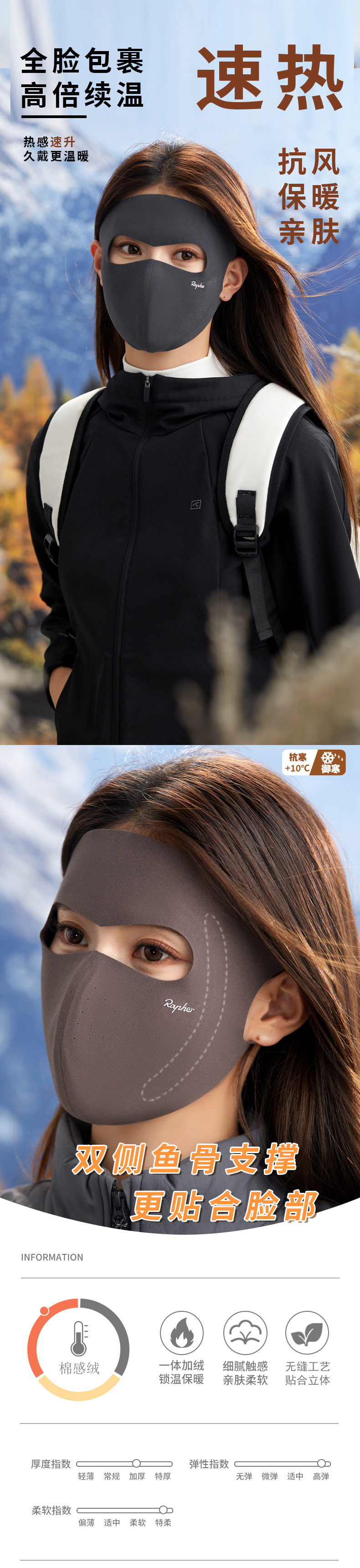 脸基尼保暖口罩女秋冬全脸高颜值澳绒立体防风防寒防晒骑行面罩详情7