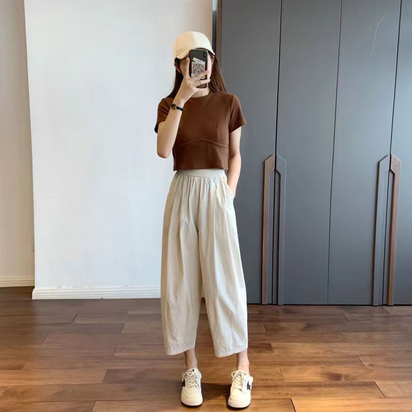 薄款阔腿九分裤女夏纯棉休闲直筒萝卜裤小个子日系显瘦宽松工装裤详情28