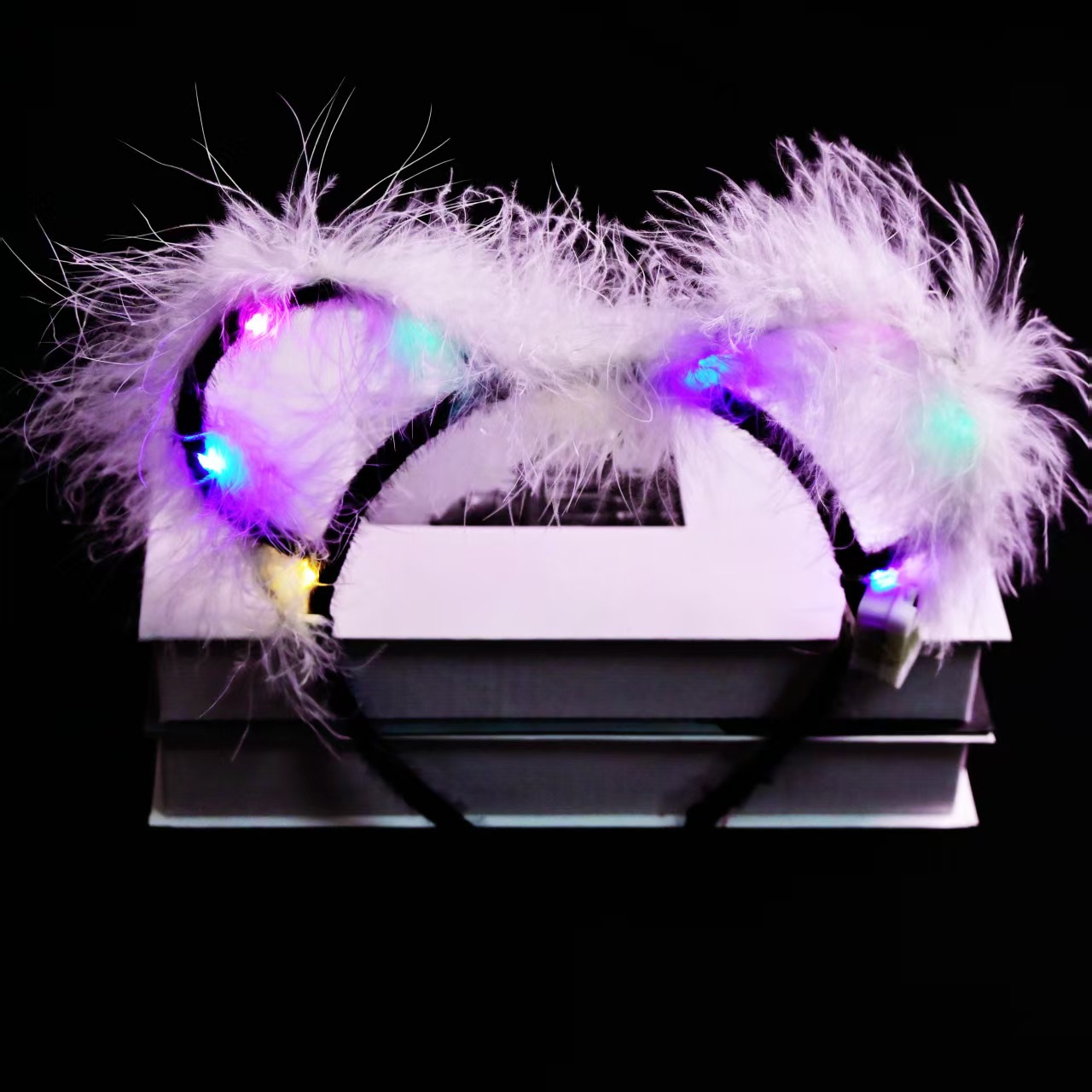 New luminous feather Mickey headband, colored light luminous headband, night market, street stall, scenic area and concert luminous headband pic 8