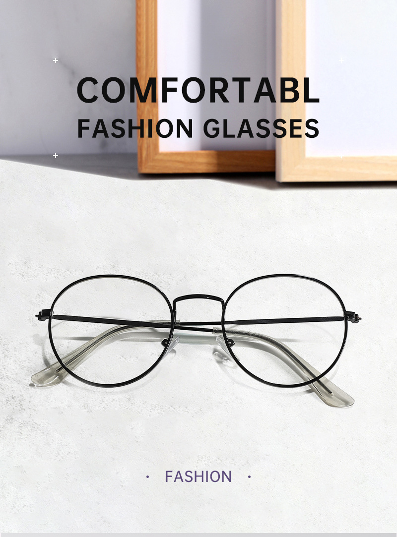日系圆框平光镜金边成品眼镜架女士防蓝光素颜小脸超轻百搭眼镜框详情4