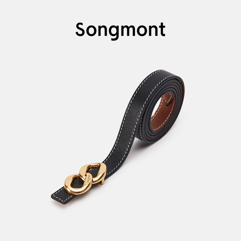 Songmont山下有松腰带双面自由搭配设小众简约牛皮女装饰腰带详情2