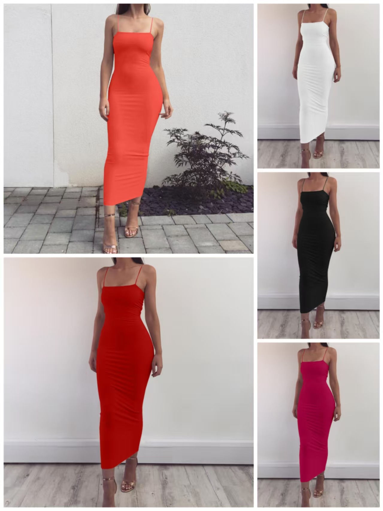 现货欧美新款女装性感吊带气质长裙露背修身连衣裙夏季裙子详情6