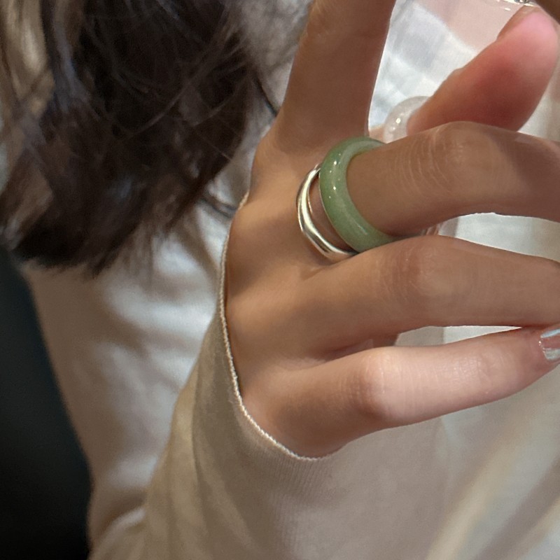 Wholesale of Korean-style niche design natural stone ring, fashionable, simple and retro Korean style rings pic 6