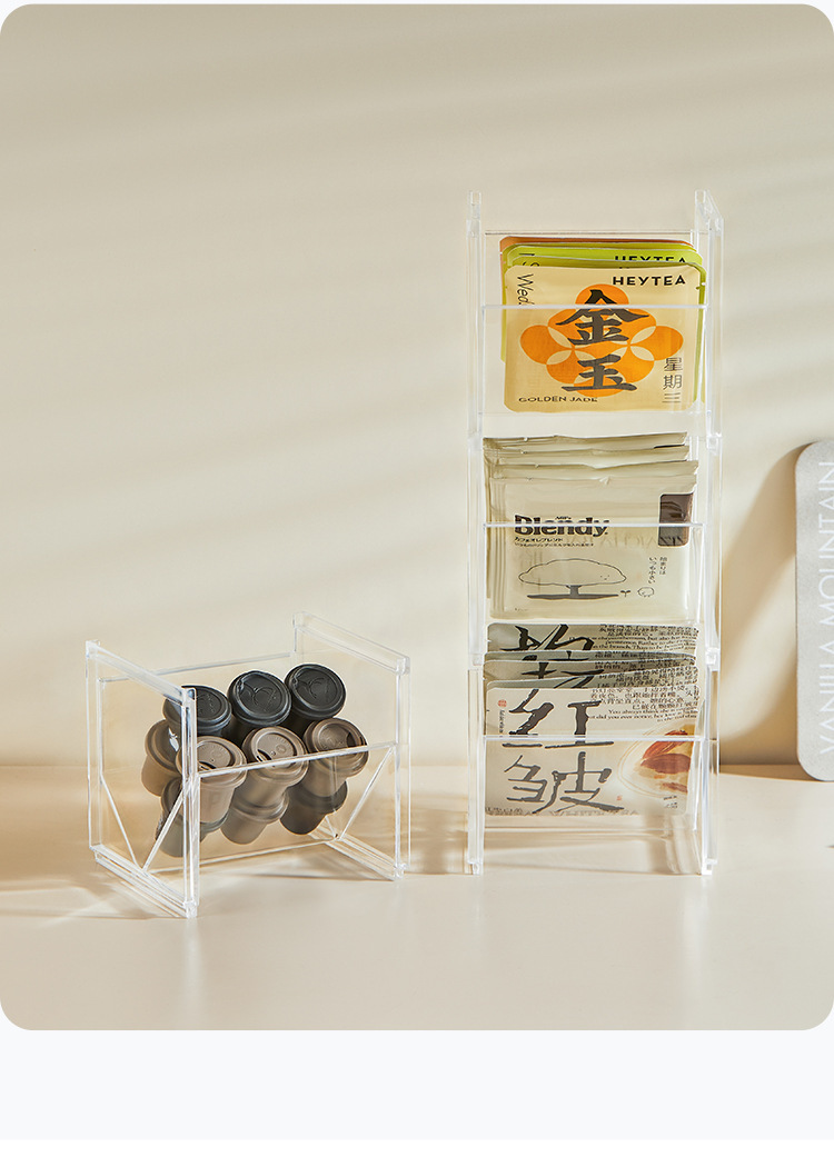 Tea bag storage box, capsule coffee storage rack, tea room shelf, office tea storage box pic 7