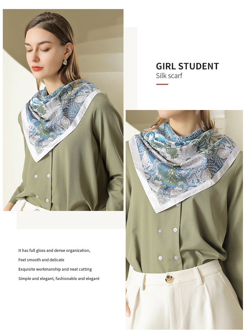 2025夏新款印花大方巾丝巾批发法式复古仿真丝领巾女神节90方巾女详情20