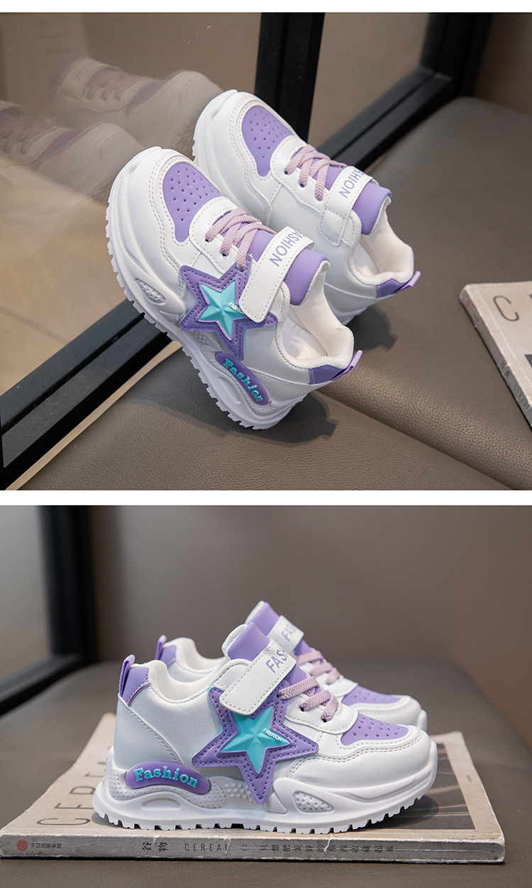 童鞋运动鞋皮面鞋子2024春秋新款儿童软底跑步鞋中大童女孩老爹鞋详情13