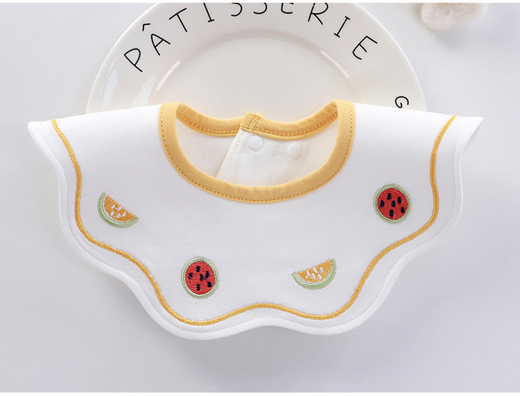 批发7A抗菌防水a类纯棉围嘴宝宝花瓣口水兜韩版婴儿防吐奶口水巾详情20